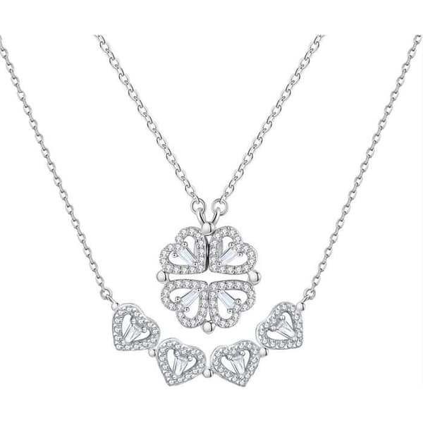 Kvinnor Halsband Fyrklöver Halsband Hjärta Magnetisk Avtagbart hänge Alla hjärtans dag Födelsedagspresent med[u1375]