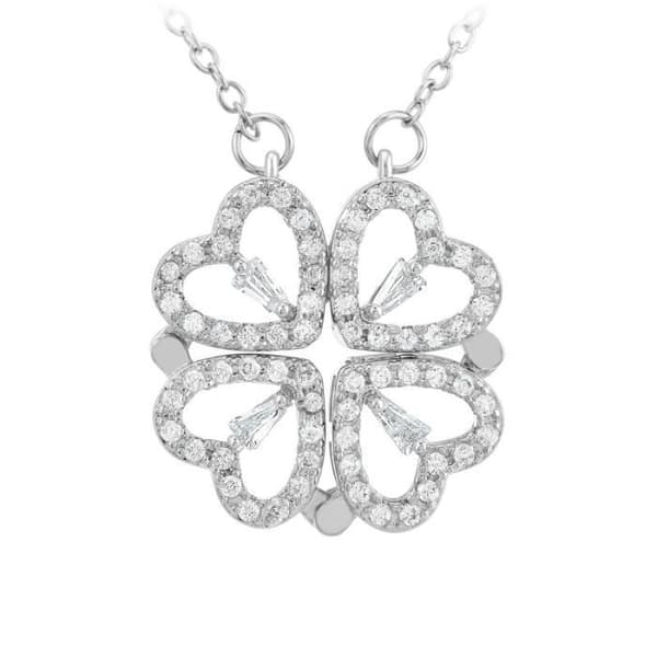 Collier - SC Crystal - Klöver - Rostfritt stål - Glittrande kristaller - Guldad