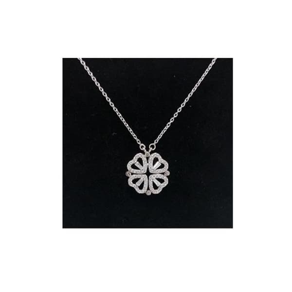 Halsband - Fyllig - Fyrklöver - Diamant - Silverfärgad - Dam