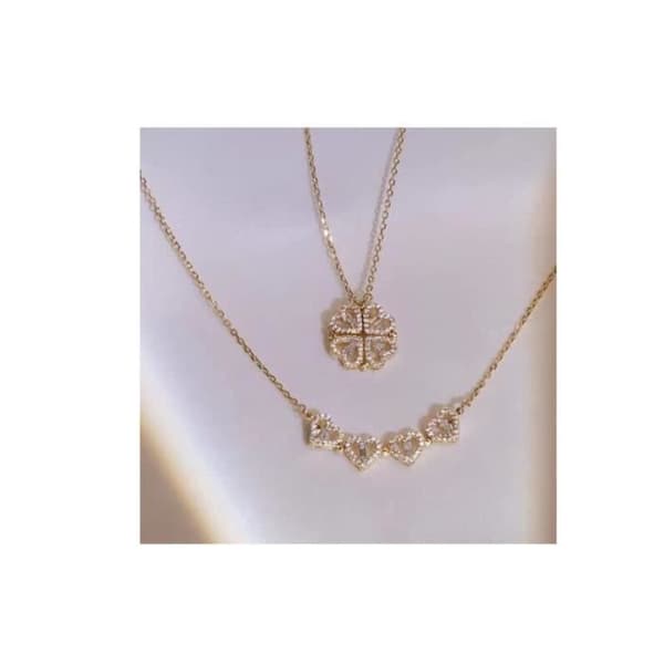 Collier - Märke - Modell - Kristall - Titanstål - Guld färg