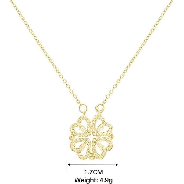 Fyrklöver Halsband för kvinnor Tillplattad Vikning Love Heart Cubic Zirconia hänge