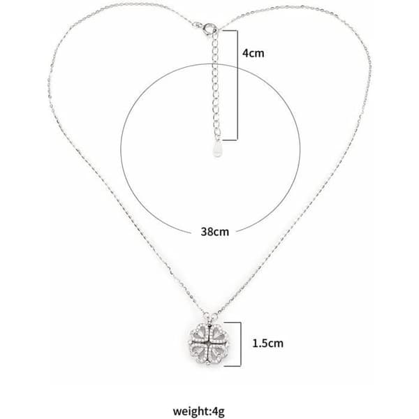 4 blad klöver halsband - Dam halsband Fyrklöver Avtagbart hänge halsband Hjärta halsband Choker halsband