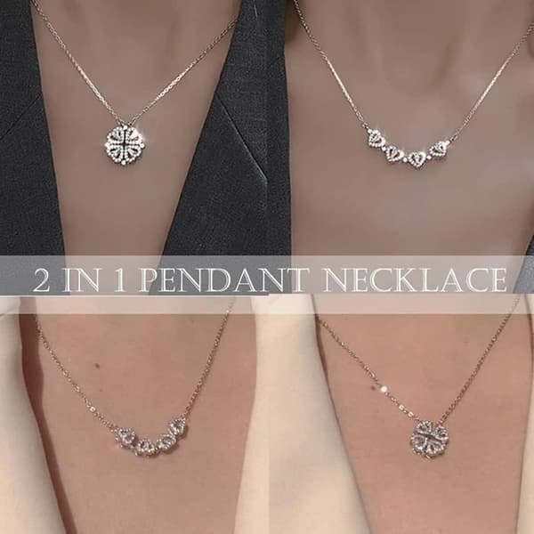 4 blad klöver halsband - Dam halsband Fyrklöver Avtagbart hänge halsband Hjärta halsband Choker halsband