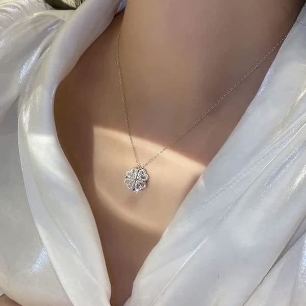 4 blad klöver halsband - Dam halsband Fyrklöver Avtagbart hänge halsband Hjärta halsband Choker halsband