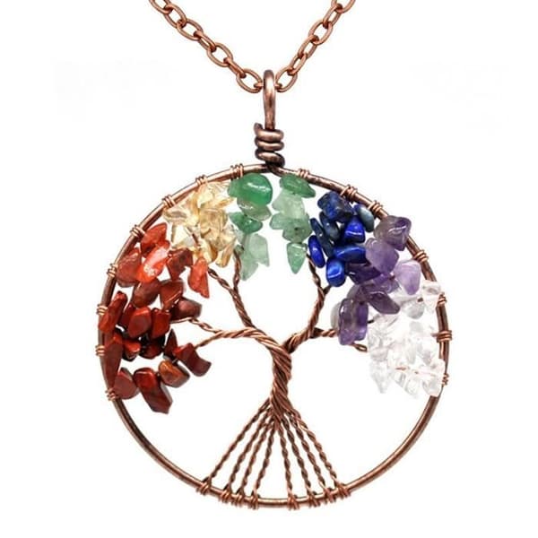 7 Chakra Kvarts Natursten Livets Träd Pendelhängande Halsband För Kvinnor Healing Scream --7 Chakras SG