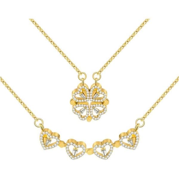 TJS-2 i 1 fyrklöver hänge Lucky utsökt magnetiskt halsband hjärta Shining Crystal hänge halsband hona p[925]
