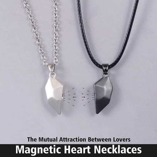 MAVURA halsband med hänge »ONEHEART magnet hjärta dubbel kedja 2in1 dam halsband herr halsband partner halsband par kedja
