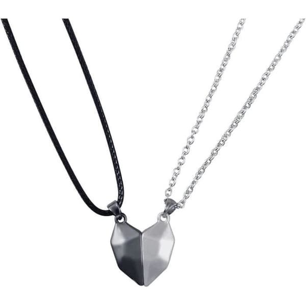 MAVURA halsband med hänge »ONEHEART magnet hjärta dubbel kedja 2in1 dam halsband herr halsband partner halsband par kedja