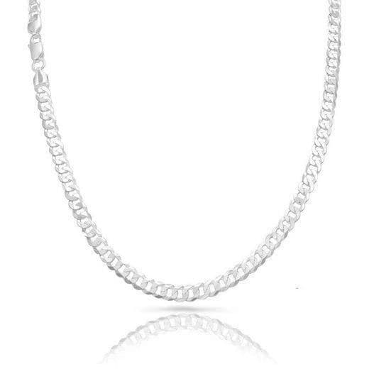 Collier gourmette PANZA i rostfritt stål försilvrad 6mm 60cm för män och kvinnor - MAVURA