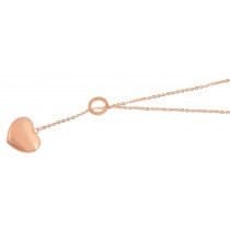 Lariat / Lasso Rosé Guld Halsband i Stål med Hjärta & Ring