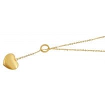 Lariat / Lasso Guld Halsband i Rostfritt Stål med Hjärta & Ring
