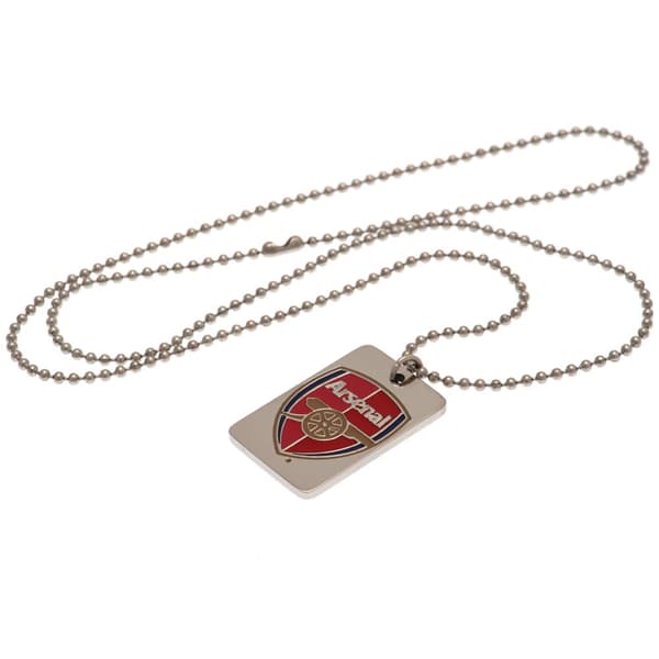 Arsenal FC Enamel Crest Dog Tag And Chain Silver One Size