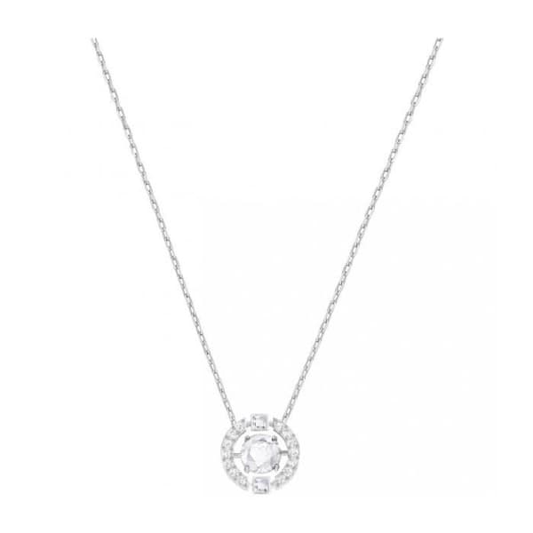 Swarovski Sparkling Silver Halsband - 5286137 - Rhodiumpläterad metall - Runt genombrutet hänge - Färglösa kristaller