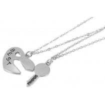 2 st Silver Halsband - Best Friends / Kompis - Hjärta & Nyckel
