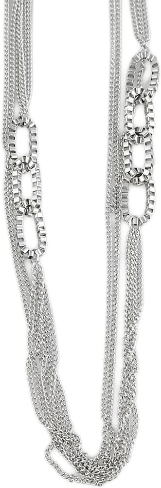Långt Silver Halsband Kedjehalsband - 6 st Kedjor med Dekoration