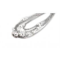Retro Silver Halsband / Choker - 5 Kedjor Dekorerade med Pärlor