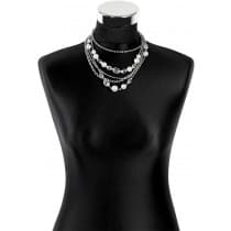 Retro Silver Halsband / Choker - 5 Kedjor Dekorerade med Pärlor