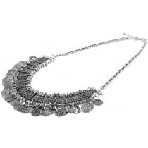 Boho Statement Coin Multilayer Silver Halsband med Medaljonger