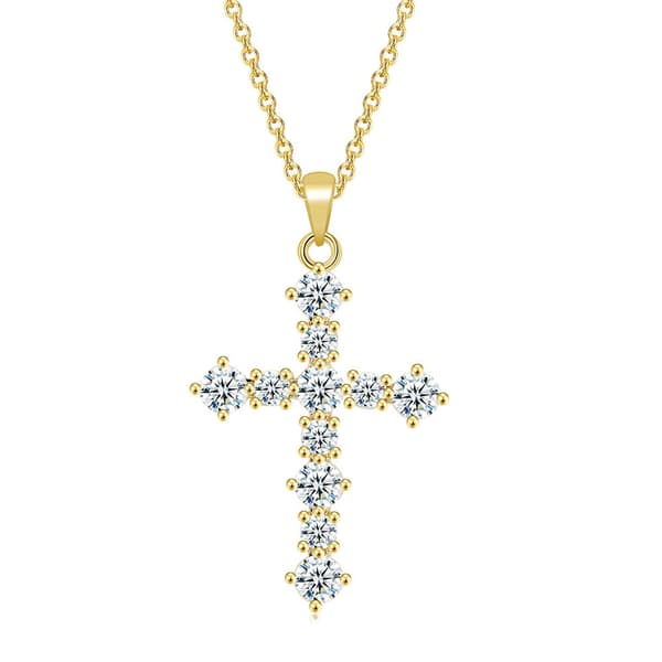 Stilrent Exklusivt Kors Halsband Hög Kvalitet Guld Guld