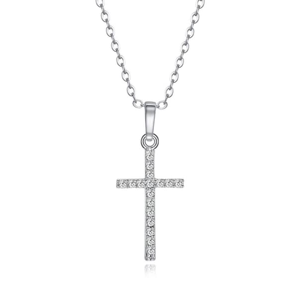 Exklusivt Bekvämt Hög Kvalitet Kors Halsband Diamant Silver