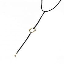 Halsband i Svart & Guld - Textil Kedja med Ring & Stjärna