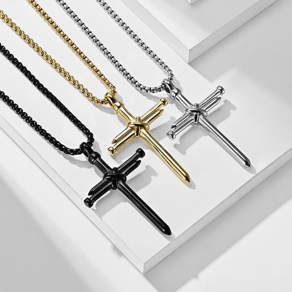 Meningsfullt Kors Halsband i Rostfritt Stål