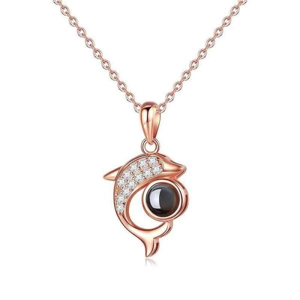 Eternal Rose under Bell and Love Halsband - Delfinhänge för kvinnor Halsband - Present till frun, mamma, alla hjärtans dag
