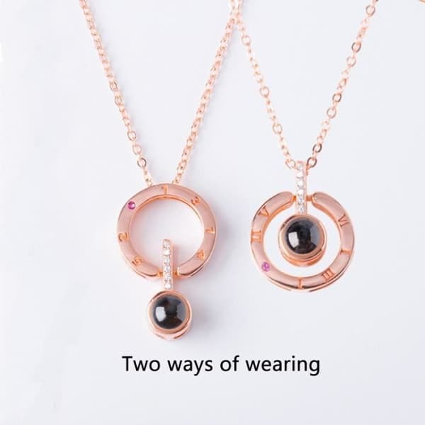 100 språk projektion halsband - Rose guld - Romantiska smycken för bröllop - 1,2cm *1,7cm