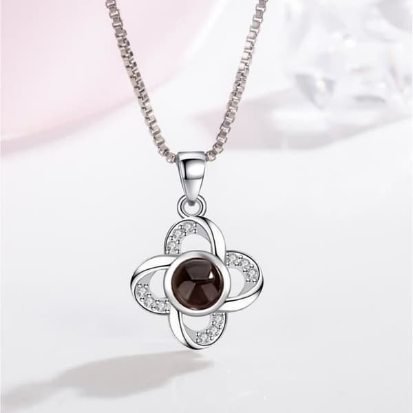 Halsband - Jag älskar dig - Projektion 100 språk - Silver - 40 cm - Alla hjärtans dag present