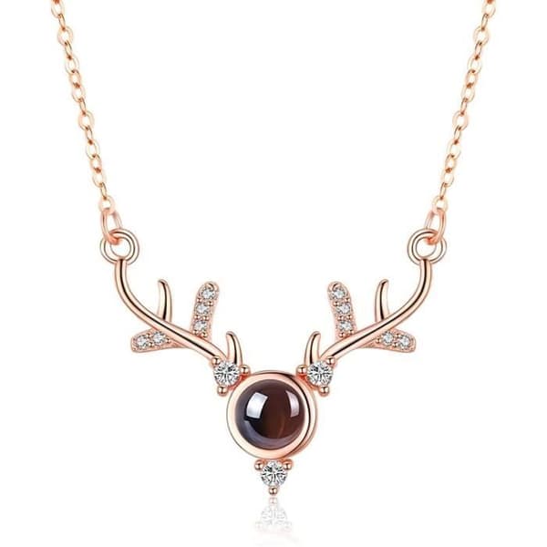 Eternal Rose under Bell and Love Halsband - Kvinnors Fawn Pendant Halsband - Present till fru, mamma, Alla hjärtans dag