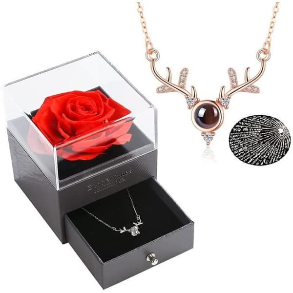 Eternal Rose under Bell and Love Halsband - Kvinnors Fawn Pendant Halsband - Present till fru, mamma, Alla hjärtans dag