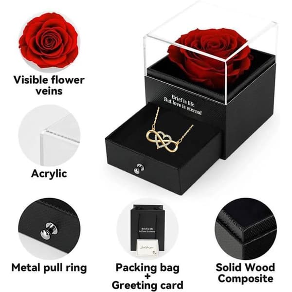 Damhalsband i Cubic Zirconia Runt Infinity Heart Love Together Forever Present för kvinnor Flickor Eternal Rose