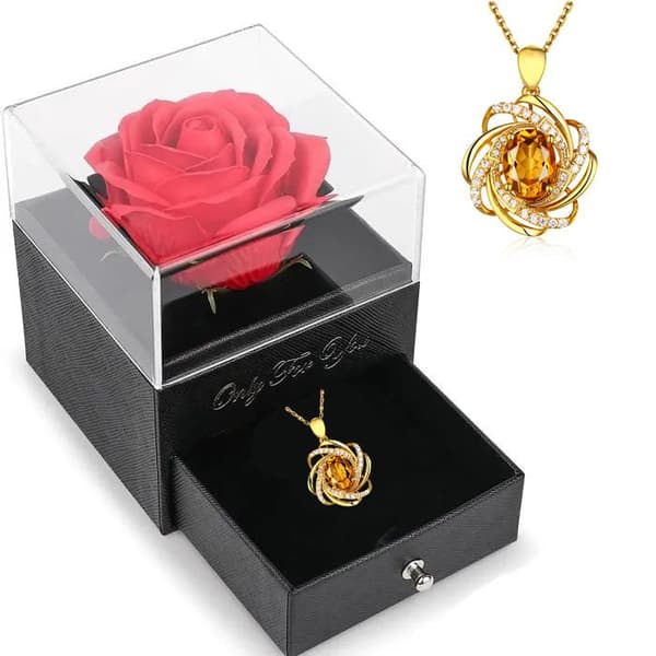 Julklappsidéer Eternal Rose under Bell, Damsmyckenpresent, Presenter till mamma Födelsedag Damhalsband