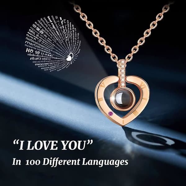 Kvinnors hjärta Halsband 100 Språk Projekt Vän Mors Dag Lovers Alla hjärtans dag present