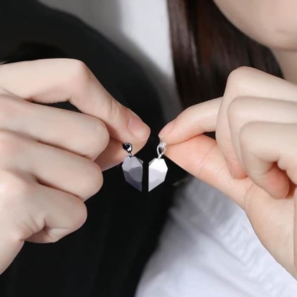 2st Minimalist Lovers Matchande vänskap Hjärthänge Magnetisk par Avstånd till ansikte --1