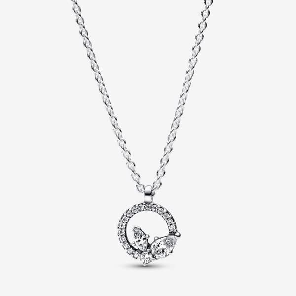 Hängsmycke - PANDORA - Circle &amp; Sparkling Herbarium - 925 Silver - Dam - Kristall
