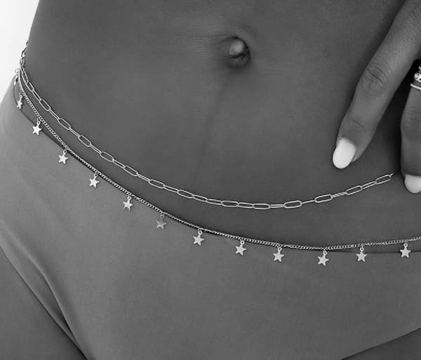 Kroppskedja Kroppssmycke Magkedja Midjekedja Body Chain - Silver