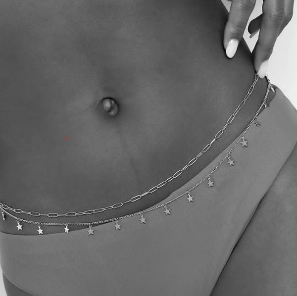 Kroppskedja Kroppssmycke Magkedja Midjekedja Body Chain - Silver
