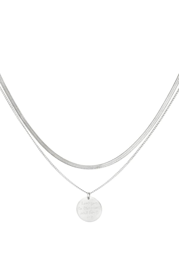 Silver Halsband/Choker i Stål - 2 st Kedjor: Ormlänk & Berlock