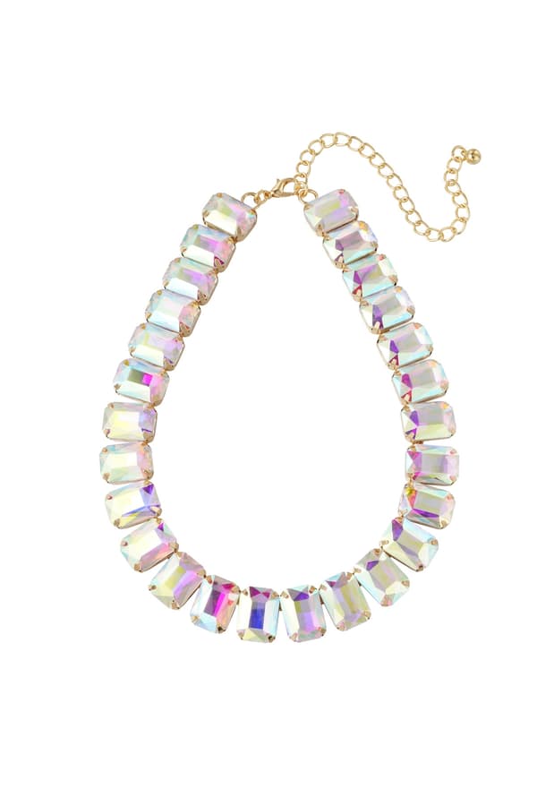 Glamour Guld Guldpläterat Halsband med Glaspärlor - Holographic