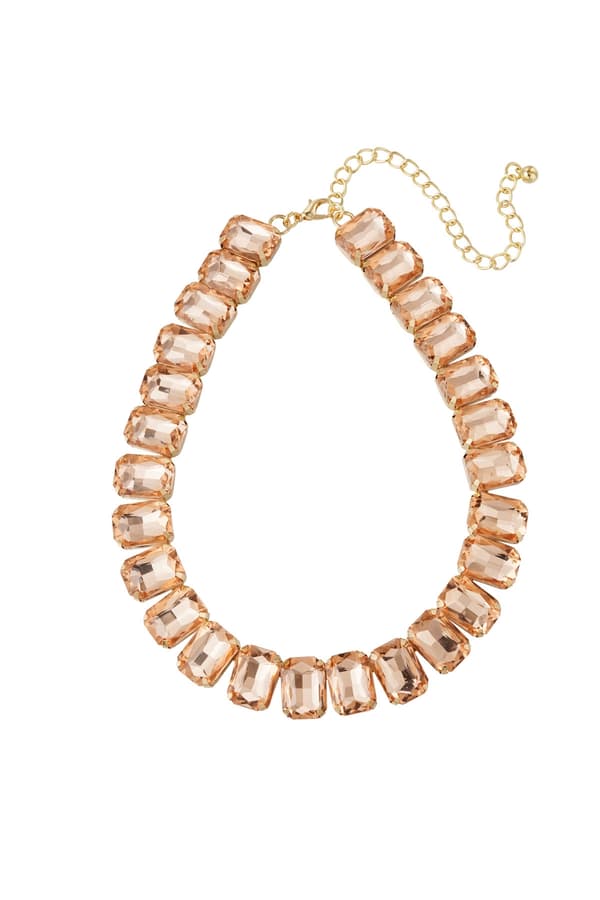 Glamour Guld Guldpläterat Halsband med Glaspärlor - Korall