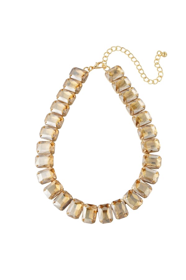 Glamour Guld Guldpläterat Halsband med Glaspärlor - Champagne