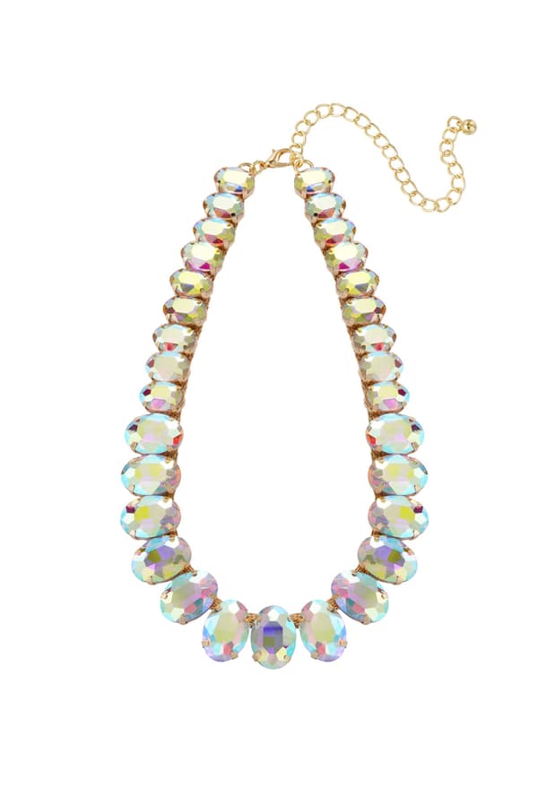 Statement Guldpläterat Halsband med Ovala Glaspärlor Holographic