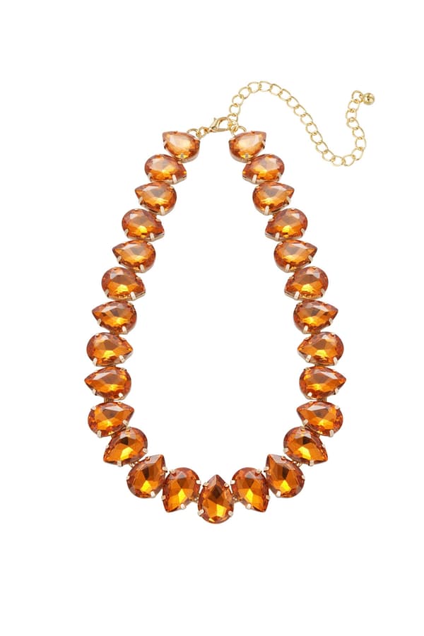 Statement Guldpläterat Halsband med Stora Glaspärlor - Orange