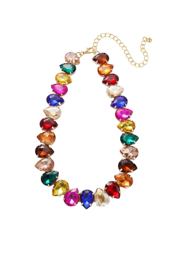 Statement Guldpläterat Halsband med Stora Glaspärlor - Multi