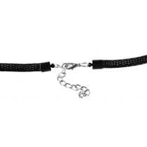 Boho Retro Statement Svart Halsband med Ovala Blå Pärlor