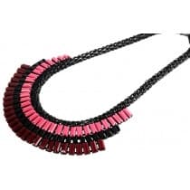 Boho Statement Multilayer Halsband Svarta, Rosa & Vinröda Pärlor