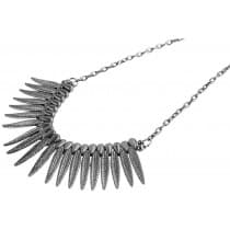 Boho Retro Statement Silver Halsband med Mönstrade Fjädrar