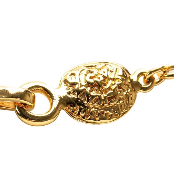 Pre-owned Chanel Gold Plated Double Chain CC Pendant Necklace Gold