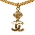 Miniatyrbillede 1 af 6: Pre-owned Chanel Gold Plated Double Chain CC Pendant Necklace Gold